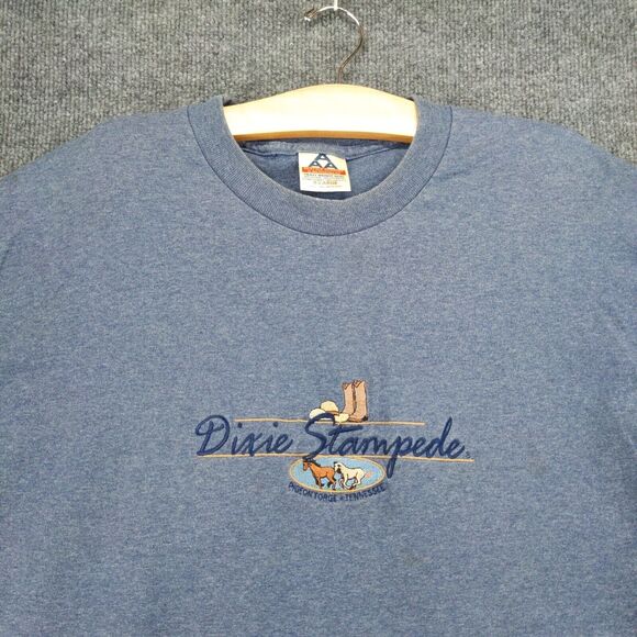 Alstyle Apparel Dixie Stampede Embroidered T-Shirt Mens XL Blue Polycotton - Picture 3 of 13
